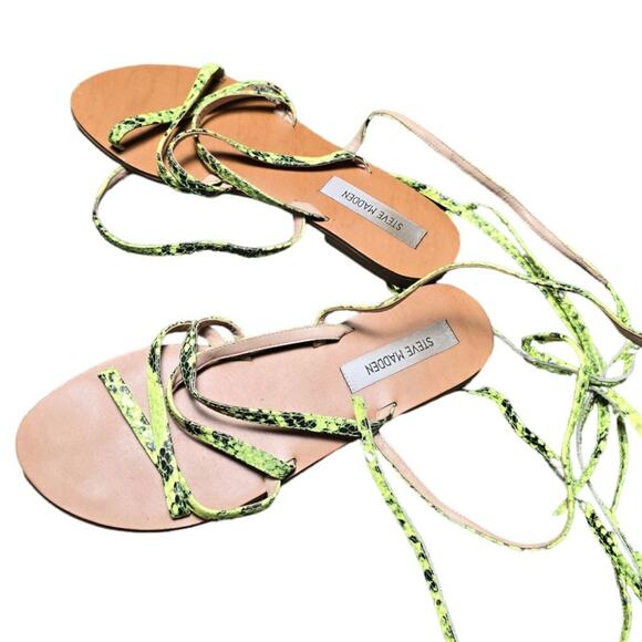 Steve Madden Yellow Snake Lace up Sandals size 10 - Picture 3 of 4
